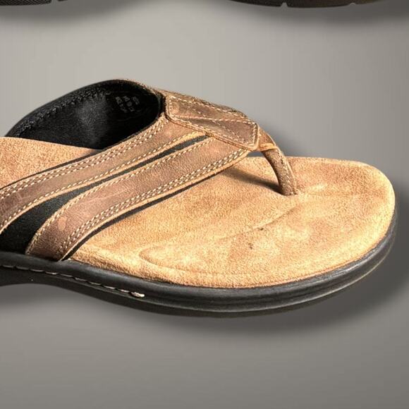 Men\'s J. MURPHY Brown Leather Memory Foam Flip Flop Sandals Like New main image 11